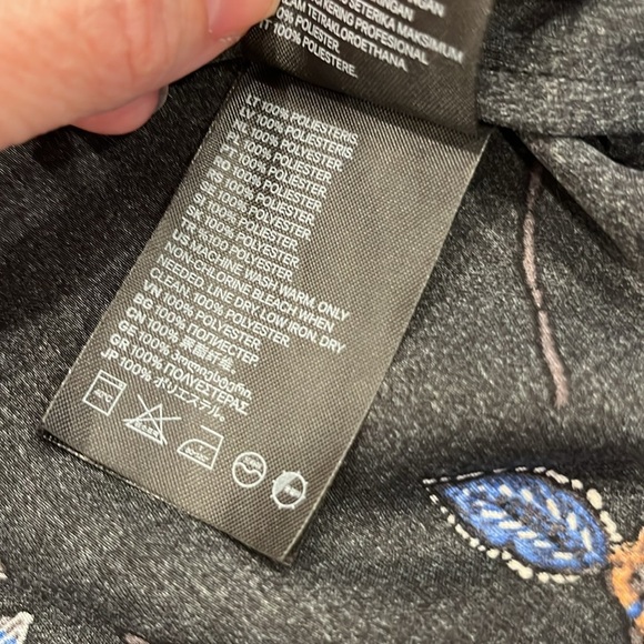 H&M Black Blue Floral Shift Dress High Neck Tie Bell Sleeves Size 8 - Picture 8 of 12